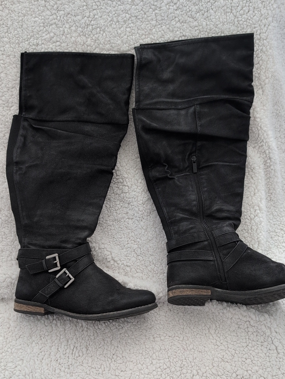 Torrid Wide Calf Black Knee-High Buckle Boots - Women's Fashion Riding Boots